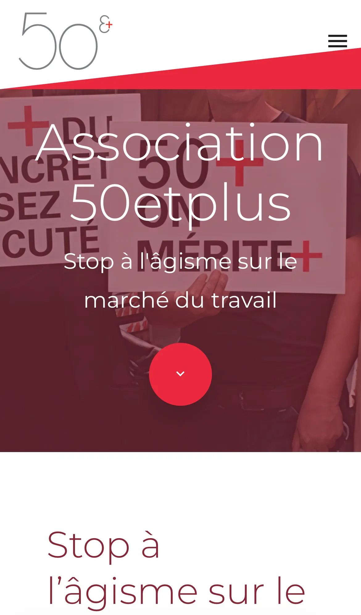 Version mobile du site de l’association 50 & Plus