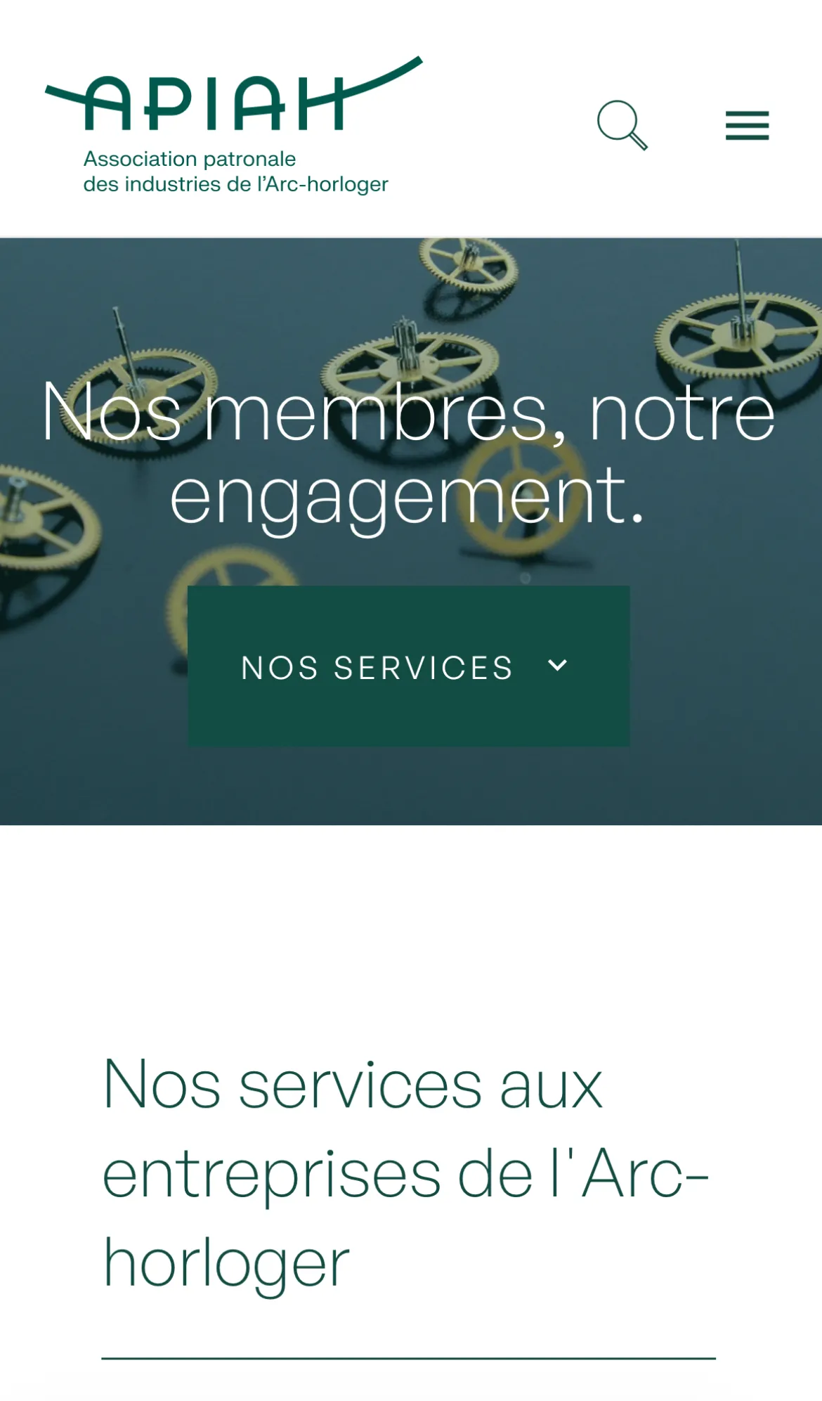 Version mobile du site de l’association patronale APIAH