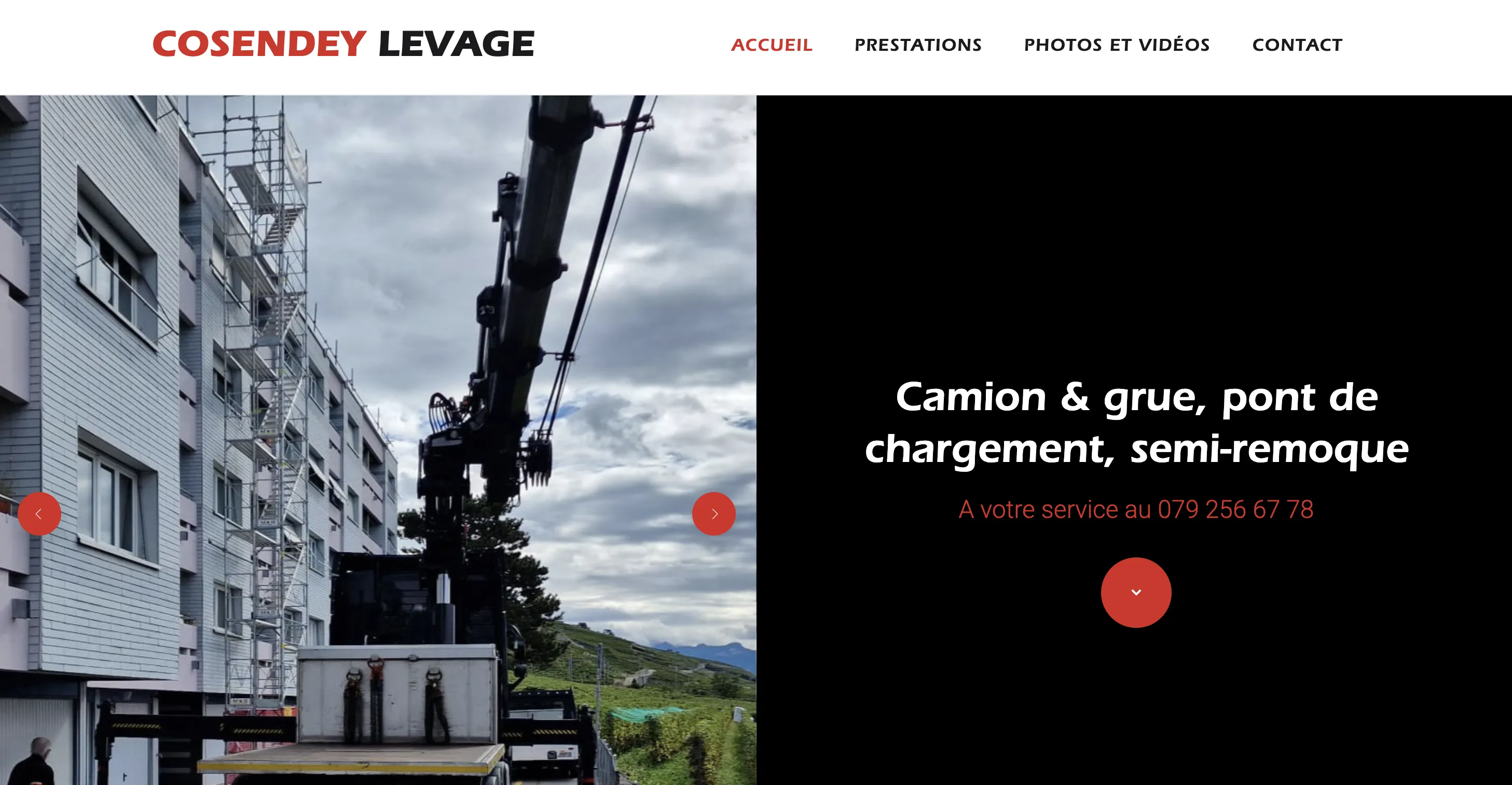 Site internet Artisan Cosendey Levage à Vufflens-la-Ville