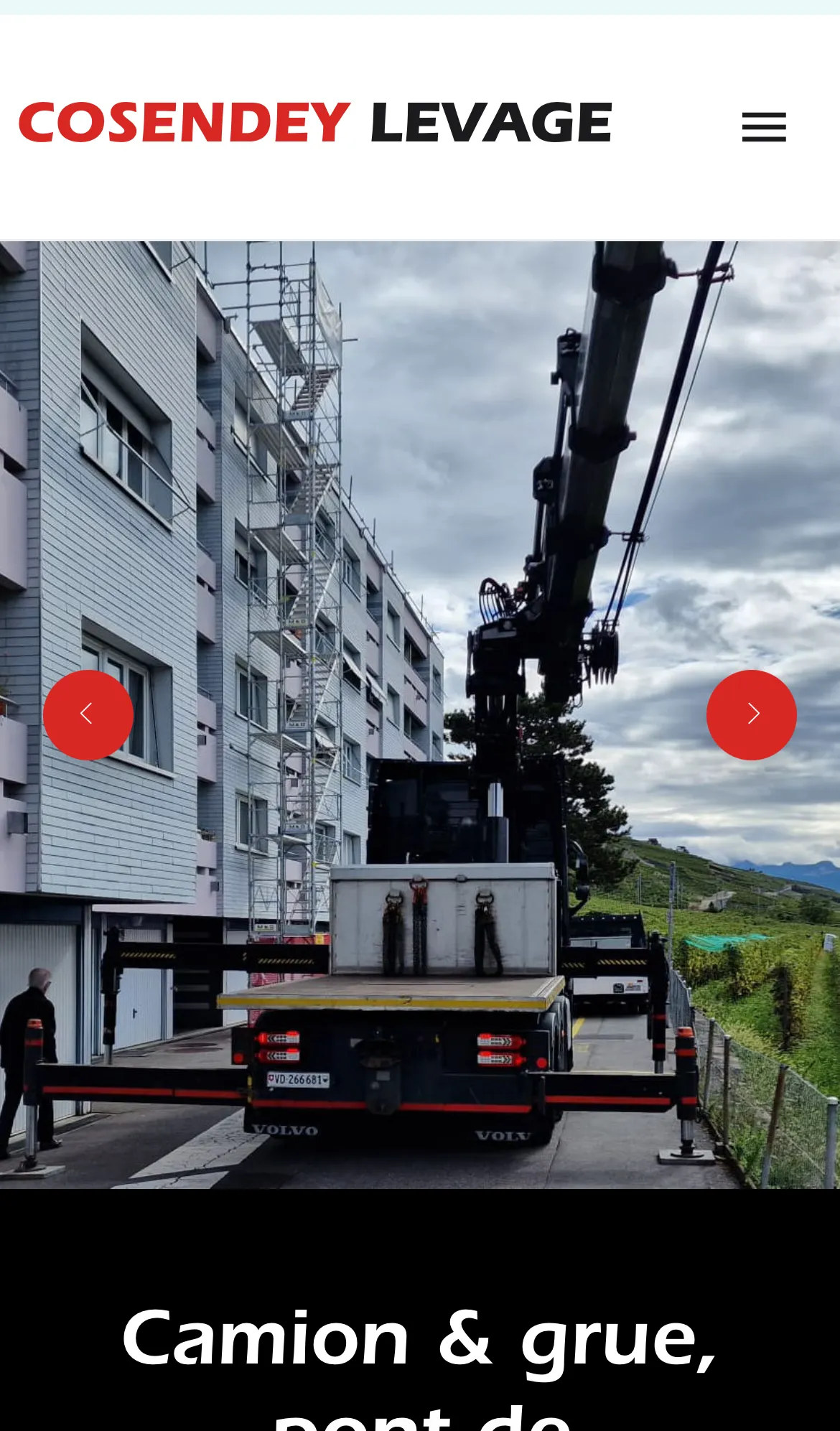 Version mobile du site Cosendey Levage à Vufflens-la-Ville